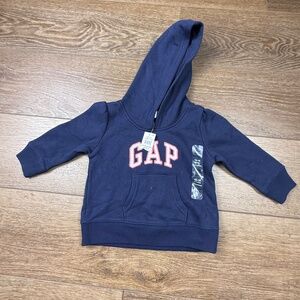 Baby Gap Girls Hooded Sweatshirt, Navy Blue, Logo, NWT, Size 12-18 Months, Fall